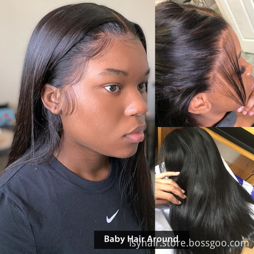 Straight Human Hair Wig 100% Hand Tied Can Be Bleached High Ponytail Glueless Pre Plucked with Baby Hair Wholesale Full Lace